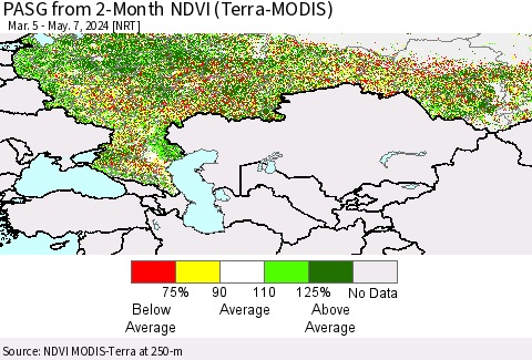 Russian Federation PASG from 2-Month NDVI (Terra-MODIS) Thematic Map For 4/30/2024 - 5/7/2024