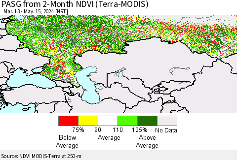 Russian Federation PASG from 2-Month NDVI (Terra-MODIS) Thematic Map For 5/8/2024 - 5/15/2024