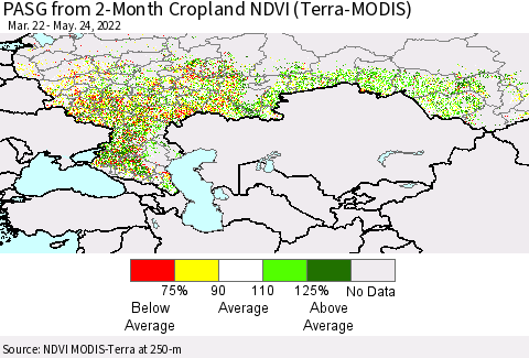 Russian Federation PASG from 2-Month Cropland NDVI (Terra-MODIS) Thematic Map For 5/17/2022 - 5/24/2022