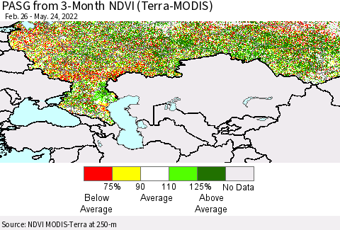 Russian Federation PASG from 3-Month NDVI (Terra-MODIS) Thematic Map For 5/17/2022 - 5/24/2022