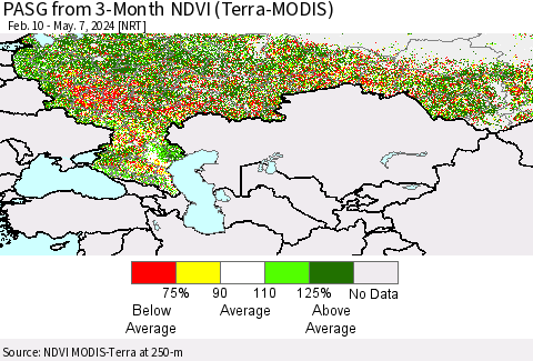 Russian Federation PASG from 3-Month NDVI (Terra-MODIS) Thematic Map For 4/30/2024 - 5/7/2024