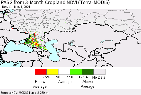 Russian Federation PASG from 3-Month Cropland NDVI (Terra-MODIS) Thematic Map For 2/26/2024 - 3/4/2024