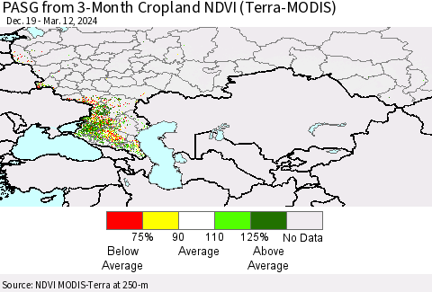 Russian Federation PASG from 3-Month Cropland NDVI (Terra-MODIS) Thematic Map For 3/5/2024 - 3/12/2024