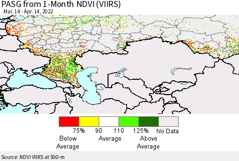 Russian Federation PASG from 1-Month NDVI (VIIRS) Thematic Map For 4/7/2022 - 4/14/2022