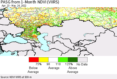 Russian Federation PASG from 1-Month NDVI (VIIRS) Thematic Map For 5/17/2022 - 5/24/2022