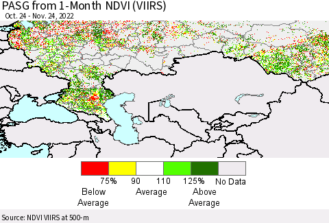 Russian Federation PASG from 1-Month NDVI (VIIRS) Thematic Map For 11/17/2022 - 11/24/2022