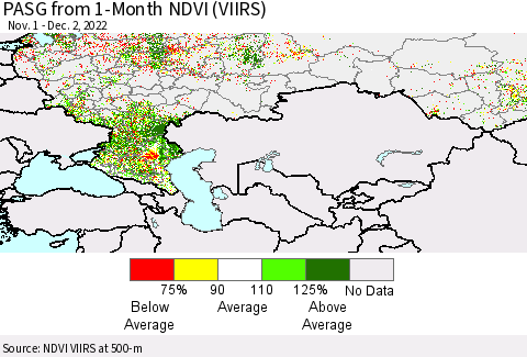 Russian Federation PASG from 1-Month NDVI (VIIRS) Thematic Map For 11/25/2022 - 12/2/2022