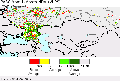 Russian Federation PASG from 1-Month NDVI (VIIRS) Thematic Map For 12/3/2022 - 12/10/2022
