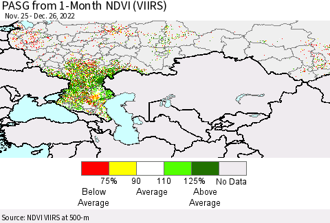 Russian Federation PASG from 1-Month NDVI (VIIRS) Thematic Map For 12/19/2022 - 12/26/2022