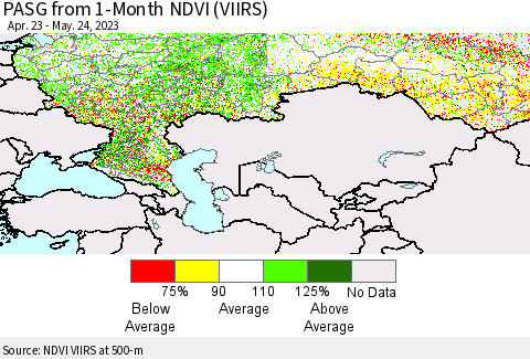 Russian Federation PASG from 1-Month NDVI (VIIRS) Thematic Map For 5/17/2023 - 5/24/2023