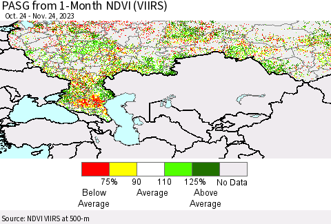 Russian Federation PASG from 1-Month NDVI (VIIRS) Thematic Map For 11/17/2023 - 11/24/2023