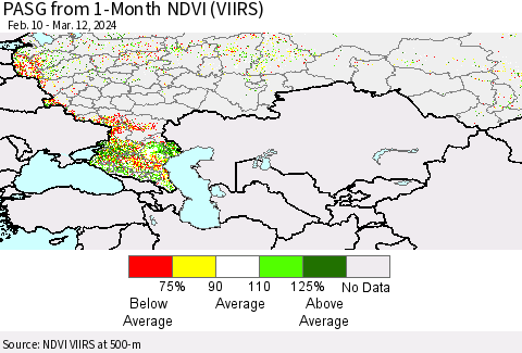 Russian Federation PASG from 1-Month NDVI (VIIRS) Thematic Map For 3/5/2024 - 3/12/2024