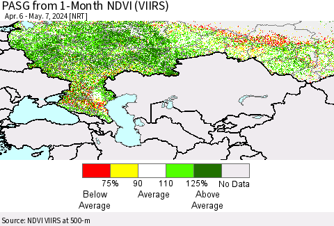 Russian Federation PASG from 1-Month NDVI (VIIRS) Thematic Map For 4/30/2024 - 5/7/2024