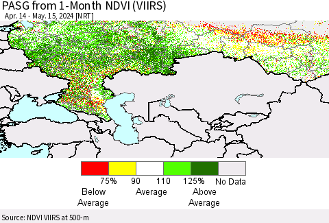 Russian Federation PASG from 1-Month NDVI (VIIRS) Thematic Map For 5/8/2024 - 5/15/2024