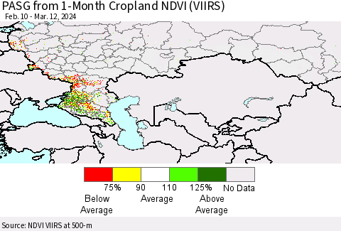 Russian Federation PASG from 1-Month Cropland NDVI (VIIRS) Thematic Map For 3/5/2024 - 3/12/2024