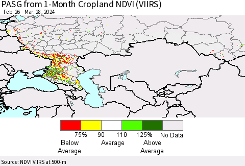Russian Federation PASG from 1-Month Cropland NDVI (VIIRS) Thematic Map For 3/21/2024 - 3/28/2024