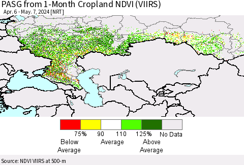 Russian Federation PASG from 1-Month Cropland NDVI (VIIRS) Thematic Map For 4/30/2024 - 5/7/2024