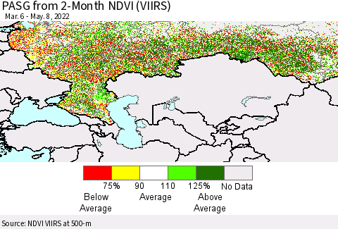 Russian Federation PASG from 2-Month NDVI (VIIRS) Thematic Map For 5/1/2022 - 5/8/2022