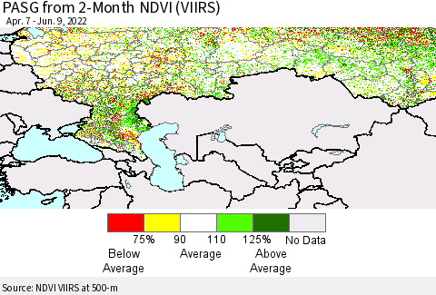Russian Federation PASG from 2-Month NDVI (VIIRS) Thematic Map For 6/2/2022 - 6/9/2022