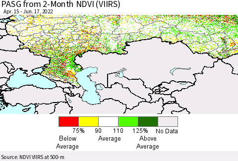 Russian Federation PASG from 2-Month NDVI (VIIRS) Thematic Map For 6/10/2022 - 6/17/2022
