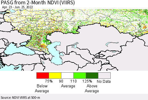 Russian Federation PASG from 2-Month NDVI (VIIRS) Thematic Map For 6/18/2022 - 6/25/2022