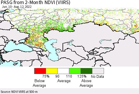 Russian Federation PASG from 2-Month NDVI (VIIRS) Thematic Map For 8/5/2022 - 8/12/2022