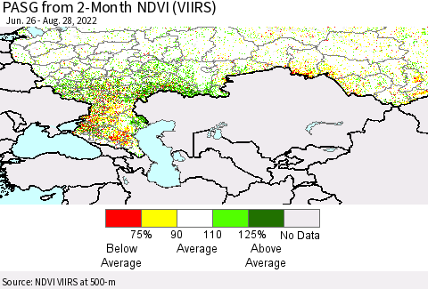 Russian Federation PASG from 2-Month NDVI (VIIRS) Thematic Map For 8/21/2022 - 8/28/2022