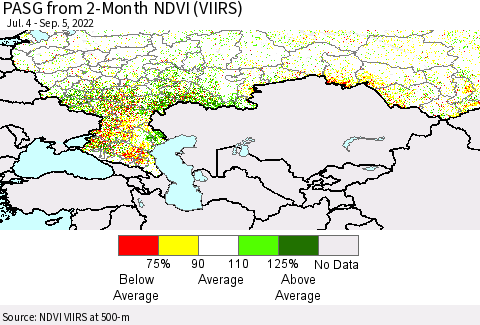 Russian Federation PASG from 2-Month NDVI (VIIRS) Thematic Map For 8/29/2022 - 9/5/2022