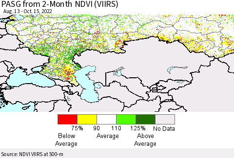 Russian Federation PASG from 2-Month NDVI (VIIRS) Thematic Map For 10/8/2022 - 10/15/2022