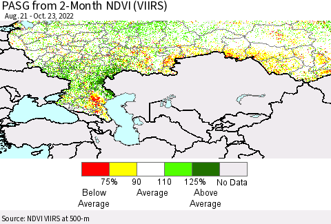Russian Federation PASG from 2-Month NDVI (VIIRS) Thematic Map For 10/16/2022 - 10/23/2022