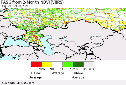 Russian Federation PASG from 2-Month NDVI (VIIRS) Thematic Map For 10/24/2022 - 10/31/2022