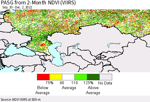 Russian Federation PASG from 2-Month NDVI (VIIRS) Thematic Map For 11/25/2022 - 12/2/2022