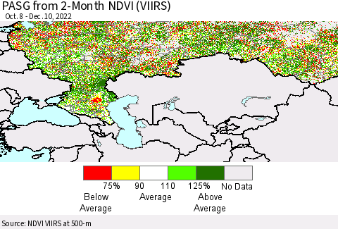 Russian Federation PASG from 2-Month NDVI (VIIRS) Thematic Map For 12/3/2022 - 12/10/2022