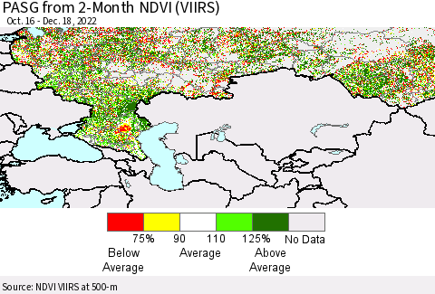 Russian Federation PASG from 2-Month NDVI (VIIRS) Thematic Map For 12/11/2022 - 12/18/2022