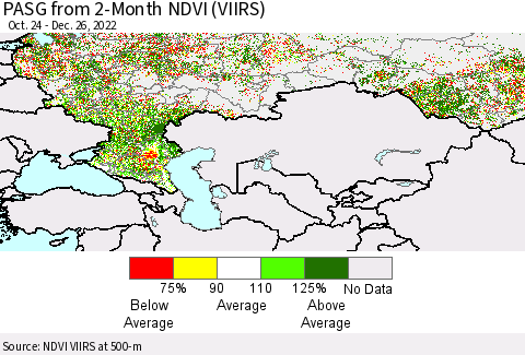Russian Federation PASG from 2-Month NDVI (VIIRS) Thematic Map For 12/19/2022 - 12/26/2022