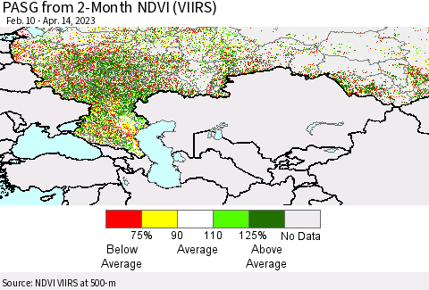 Russian Federation PASG from 2-Month NDVI (VIIRS) Thematic Map For 4/7/2023 - 4/14/2023