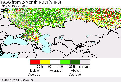 Russian Federation PASG from 2-Month NDVI (VIIRS) Thematic Map For 5/17/2023 - 5/24/2023
