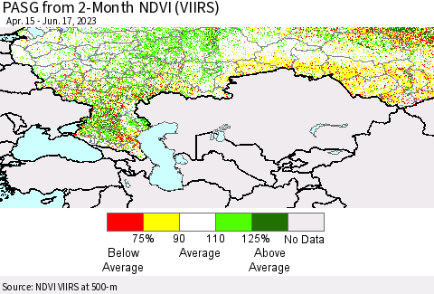 Russian Federation PASG from 2-Month NDVI (VIIRS) Thematic Map For 6/10/2023 - 6/17/2023
