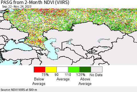Russian Federation PASG from 2-Month NDVI (VIIRS) Thematic Map For 11/17/2023 - 11/24/2023