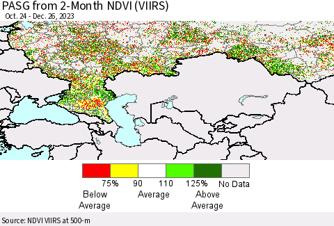 Russian Federation PASG from 2-Month NDVI (VIIRS) Thematic Map For 12/19/2023 - 12/26/2023