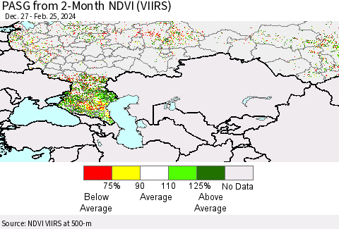 Russian Federation PASG from 2-Month NDVI (VIIRS) Thematic Map For 2/18/2024 - 2/25/2024