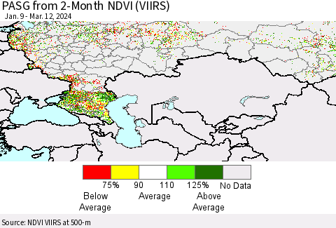Russian Federation PASG from 2-Month NDVI (VIIRS) Thematic Map For 3/5/2024 - 3/12/2024