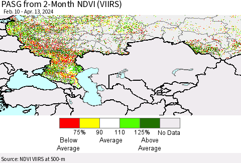 Russian Federation PASG from 2-Month NDVI (VIIRS) Thematic Map For 4/6/2024 - 4/13/2024