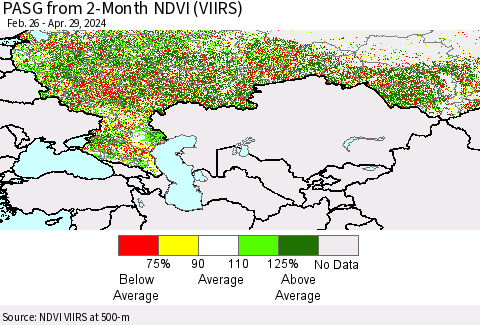 Russian Federation PASG from 2-Month NDVI (VIIRS) Thematic Map For 4/22/2024 - 4/29/2024