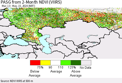Russian Federation PASG from 2-Month NDVI (VIIRS) Thematic Map For 5/8/2024 - 5/15/2024