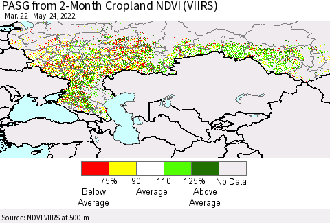 Russian Federation PASG from 2-Month Cropland NDVI (VIIRS) Thematic Map For 5/17/2022 - 5/24/2022