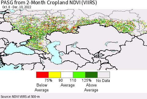Russian Federation PASG from 2-Month Cropland NDVI (VIIRS) Thematic Map For 12/3/2022 - 12/10/2022