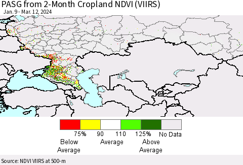 Russian Federation PASG from 2-Month Cropland NDVI (VIIRS) Thematic Map For 3/5/2024 - 3/12/2024