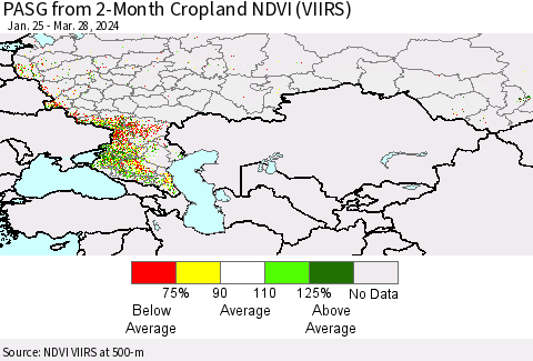 Russian Federation PASG from 2-Month Cropland NDVI (VIIRS) Thematic Map For 3/21/2024 - 3/28/2024