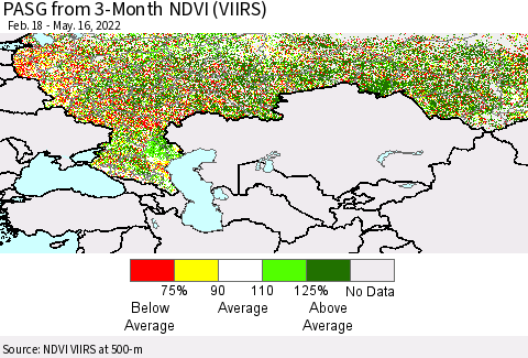 Russian Federation PASG from 3-Month NDVI (VIIRS) Thematic Map For 5/9/2022 - 5/16/2022